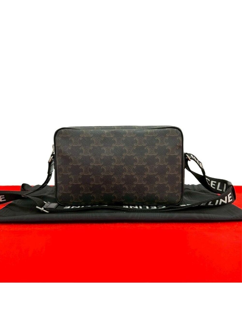 Celine Triomphe Messenger Leather Mini Shoulder Bag Black